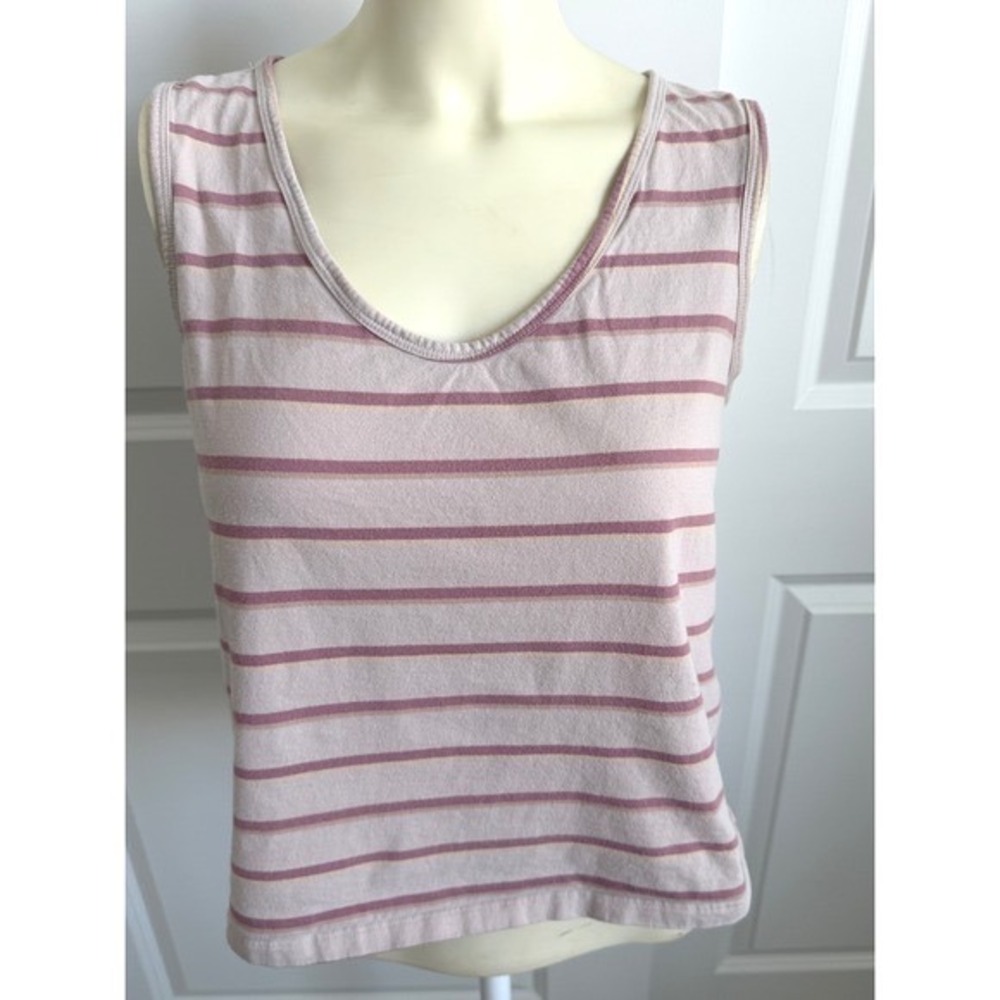 Patagonia Women's Small Pink Striped Organic Cotton Scoop Neck Tank Top Gorpcore